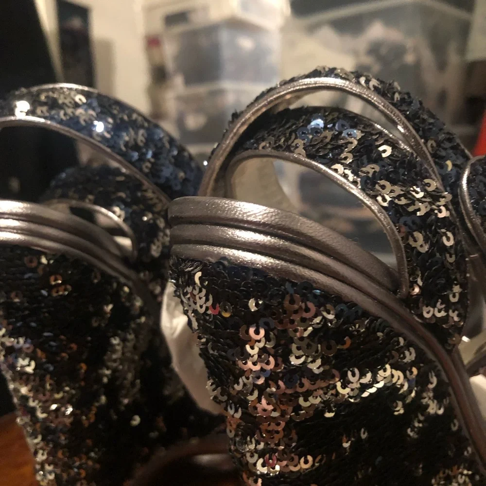 Dolce & Gabbana Blue/Silver Sequin Wedges 39.5
